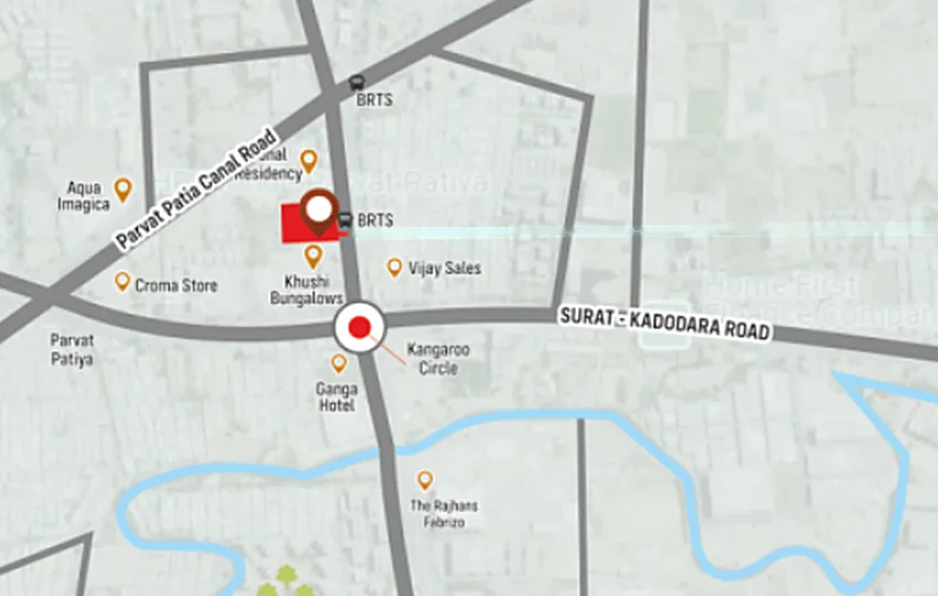 Location map from the brochure — Silver Epitome, Parvat Patiya, Surat