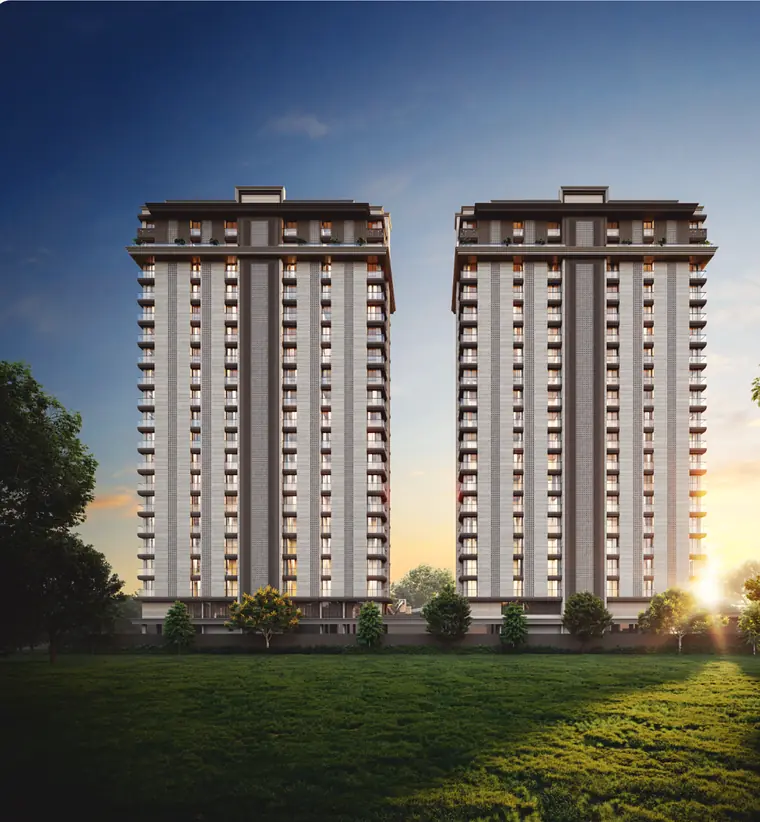 Twin towers at dusk — Silver Epitome, Parvat Patiya, Surat