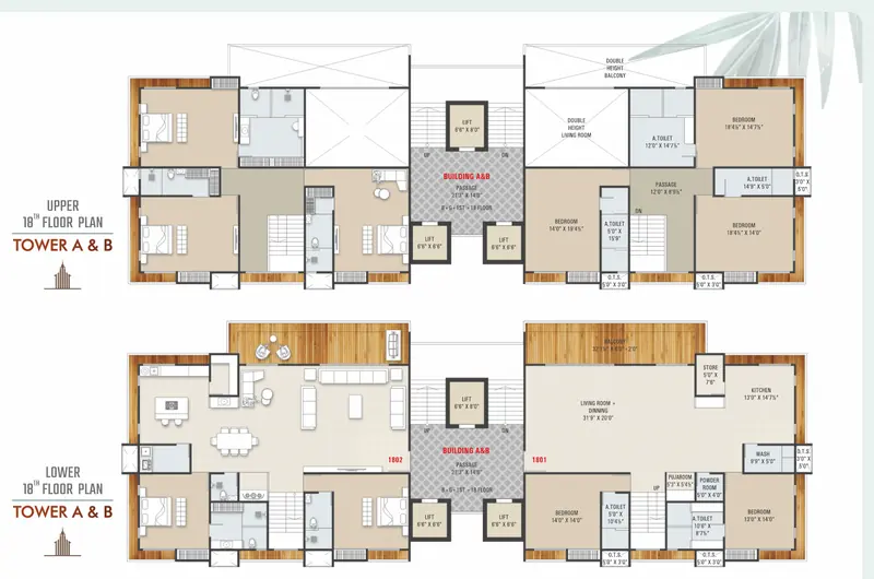 18th Floor Plan — Tower A & B — Silver Epitome, Parvat Patiya, Surat