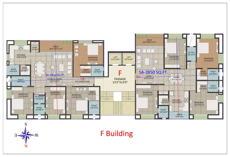 Typical Floor Plan — F Building — Tulsivanam, Godadara, Surat